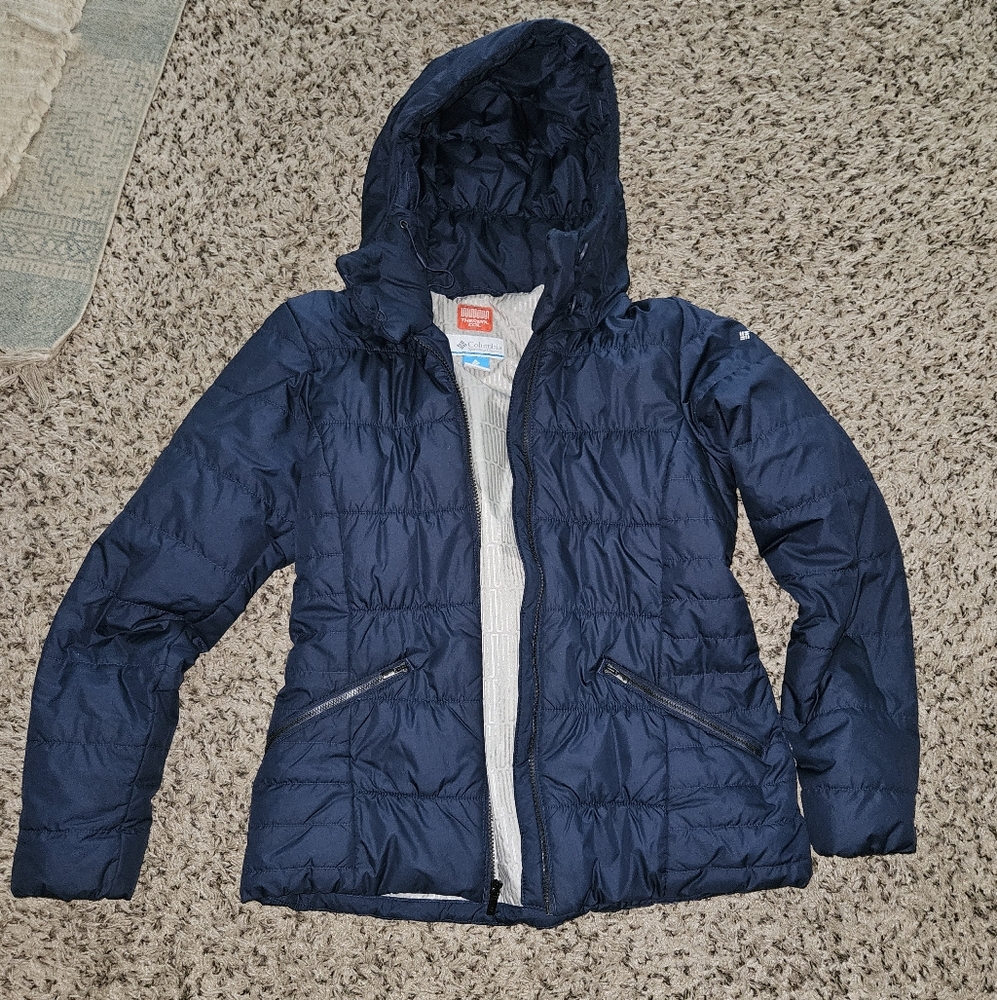 Columbia Women's Dark Blue Hooded Puffer Jacket